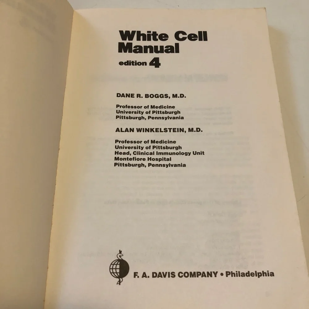 White Cell Manual 4th Ed Boggs Winkelstein Vintage Medical Hematology Textbook